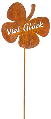B2S BACK2SEASON Metall Rost Stecker Viel Glück Kleeblatt Gartenstecker Edelrost Rostdeko (H=ca.63 cm)