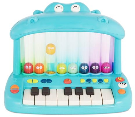 Land of B. Hippo Spielzeug Keyboard mit Lichtern und Liedern, Piano, Musikspielzeug, Musikinstrument zum Klavier spielen für Babys und Kinder ab 1 Jahr