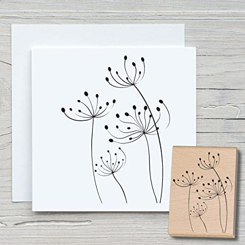 NEWSTAMPS Stempel Dandelion 03 Motivstempel groß aus Holz & Gummi zum Karten basteln, Holzstempel, Blumen, Pflanzen, Floral, Wiese, Gräser, Scrapbook, Textilstempel, Deko, Kinder