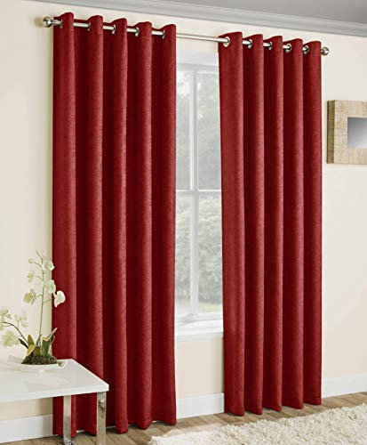Enhanced Living Vogue Red 66 x 54 inch (168x137cm) Eyelet Thermal Noise Reducing Dim Out Curtains for Bedroom and Living Room