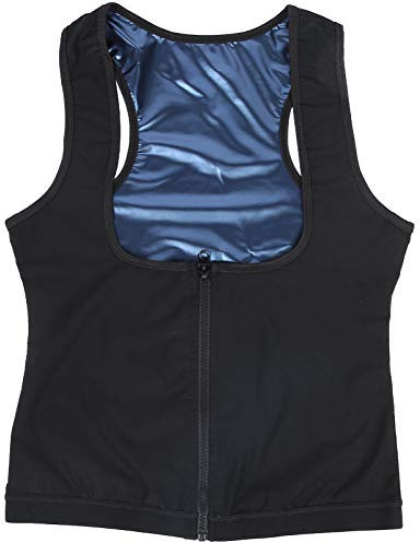 Damen Sauna Effekt Anzug Taille Trainer Weste, Sauna Weste, Heizung Schweiß Tank Top Atmungsaktive Sauna Shirt Abnehmen Schwitz Anzüge West Reißverschluss Sport Korsett für Frauen (L/XL)