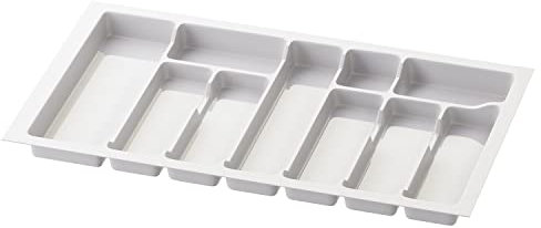 Sossai Besteckeinsatz Divio für 80cm breite Schubladen, 73x43 cm – zuschneidbar, 10 Fächer, weiß, Küchen Besteckkasten ausrobustem Kunststoff