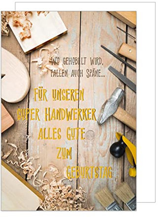 Edition Seidel Premium Geburtstagskarte mit Umschlag. Glückwunschkarte Grusskarte Billet Geburtstag Happy Birthday Mann Frau einzelne eine Sprüche Karte Handwerker (G3122 SW022)