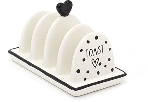 Carousel Home 4 Slice White Ceramic Toast Rack | Polka Dot Toast Rack 4 Slice | 4 Slot Heart Toast Rack Toast Holder