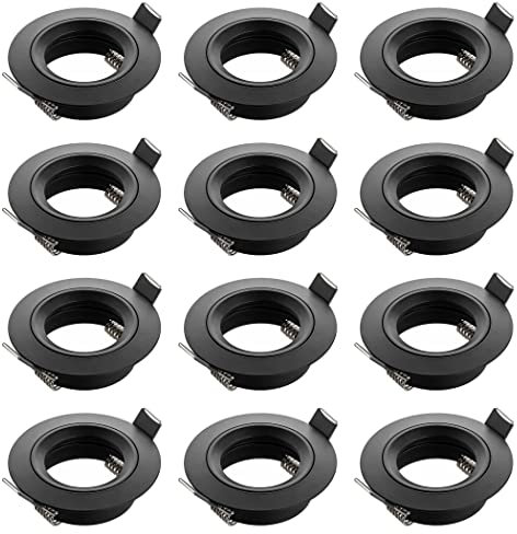 SEBSON Einbaustrahler - 12er Set - rund Alu schwarz, Einbaurahmen Lochdurchmesser 65mm, Decken Spot inkl. GU10 Fassung für LED/Halogen