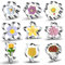 Lot de 9 emporte-pièces en forme de fleur, rose, tulipe, lilas, fleur de cerisier, fleur de prunier, frangipanier, marguerite, tournesol, bouquet, bord festonné, emporte-pièces en forme de fleurs