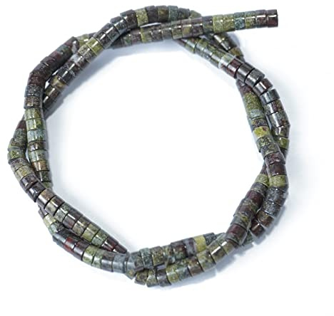 ACYUNLEI Natural Gemstone Heishi Beads, Loose Flat Round Undyed Cylinder Flat Spacer Stone Beads for Bracelet Earrings Jewelry Making, Dragon Bloodstone