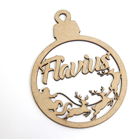 Bolas de Navidad de Madera Personalizada con Nombre. Adornos navideños. Ornamento, decoración para el árbol de Navidad. (Modelo 6)