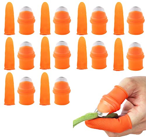 Silikon-Daumenmesser, Erntewerkzeuge, Gartentrenner, Fingermesser, Fingerwerkzeuge zum Trimmen von Pflanzen, Obst, Gemüse, mit Fingerschutz für Garten, Küche, Ernte (Silikon, 5,5 cm)
