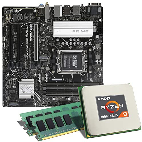 Mainboard Bundle | AMD Ryzen 9 7900 12x3700 MHz, ASUS Prime B650M-A WiFi, 64 GB DDR4-RAM, 2X M.2 Port, 4X SATA 6Gb/s, USB 3.2 Gen2 | Tuning Kit | CSL PC Aufrüstkit