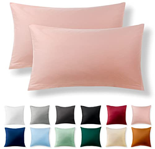 Alreya 2er-Set Renforcé Kissenbezug 40 x 80 cm - 100% Baumwolle mit Reißverschluss, Superweicher Kopfkissenbezug 40x80, Kissenhülle, Baby Pink Babyrosa, nur Kissenbezug