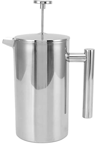 Caffettiera French Press, Pressa da caffè Isolata a Doppia Parete in Acciaio Inossidabile con di Filtraggio a 3 Livelli,Caffettiera e Teiera Mantiene Caldo Il caffè o Il tè