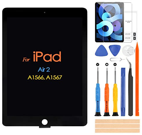 ARSSLY Per schermo iPad Air 2 - Schermo LCD Dsiaplay + Assemblea del vetro del touch screen digitizer + Strumenti di riparazione, compatibile per iPad 6 2014 A1566 A1567 (Nero)