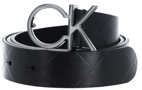 Calvin Klein Damen Gürtel Re-Lock Quilt Ck Logo Belt 30mm Ledergürtel, Schwarz (Ck Black), 75