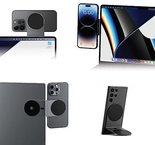 Rolling Square Edge Pro Core - Sostegno Magnetico per Tablet e Cellulare, Accessorio per Smartworking e Produttività, Compatibile con tutti i Telefoni, Compatibile con Magsafe, Grigio Siderale