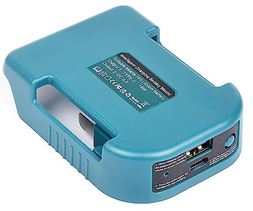 Adapter for Makita 18V Lithium-Ion Battery with USB-A Charger & Type-C Power Source Charger for Makita 18V Lithium Battery(Output 5V 2.1A)