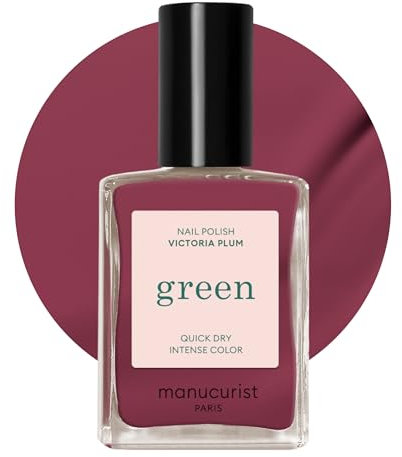 MANUCURIST • Green Smalto Unghie prugna • Smalto classico per unghie 9-Free • Vegano e di Origine Biologica (78%) • Manicure professionale • 15ml (VICTORIA PLUM)