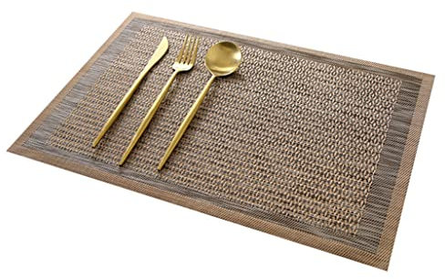 4pcs / lot 45x30cm napperon de Style Japonais Isolation Tapis de Table Repas Assiette Bol sous-Verres (Couleur : Or) HGCHH