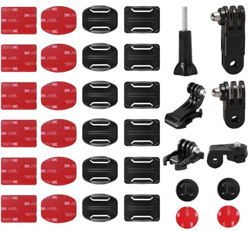 36 Stück Gopro Klebepads und Gopro Halterungen Zubehör, Klebehalterung Helmhalterung Flache Gebogene 3M, Helmbefestigung Kompatibel mit Action Kamera GoPro Hero 45678 Max Session 3+/3/2/1