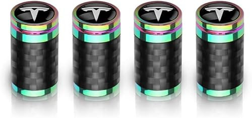4 Stück Autoreifen Ventilkappen für Tesla, Korrosionsbeständig Staubdicht Wasserdicht Mit Dichtungsgummi für Stabilen Reifendruck Autozubehör,C