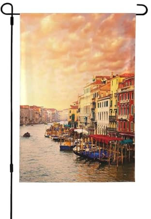 LAMAME Schöne Venedig Kanalansicht bedruckte Gartenflagge Terrasse dekorative Flagge doppelseitige Gartenflagge