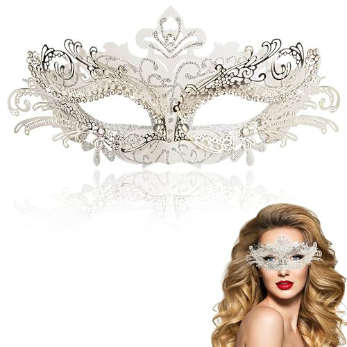 Goenb Maskerade Maske, Karneval Venezianische Masken Für Damen Frauen Maskenball Maske Karnevalsmasken Für Fasching Cosplay (Silber)