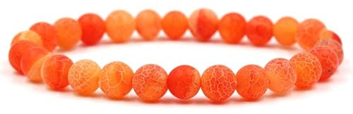 Homxi Herren Damen Armband Perlen Naturstein,Bead Armband 8MM Perlen Naturstein Beads Armband Orange Rot