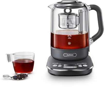 Joydeem Hot Tea Maker, Glass Electric Kettle with Auto Lift Tea Infuser and Temperature Control, 1.7L, JD-ZC6088G