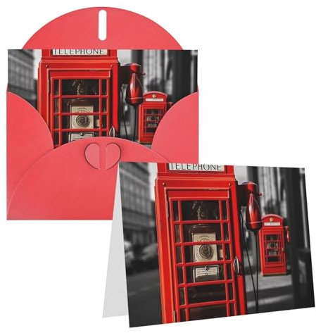 Dwrepo England-Grußkarten, Retro, London, Telefondruck, personalisierbar, Perlpapier, Dankeskarte, Geburtstag, Notizkarten, mit bunten Umschlägen, für Party, Urlaub, Hochzeit, Einladung