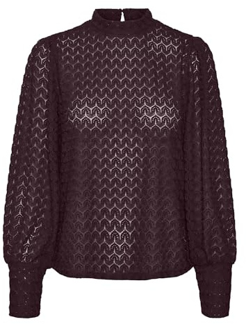 VERO MODA Damen Vmbecca High Neck Lace Top JRS Langarmbluse, Winetasting, X-Large