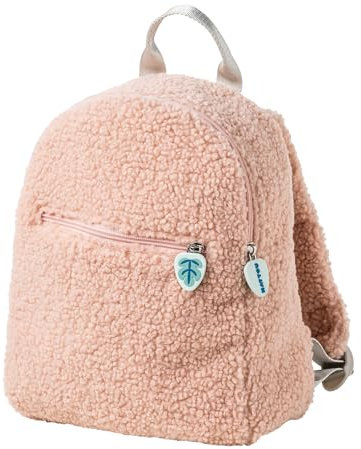 Nattou Rucksack aus weichem Teddy-Stoff, Kleiner Rucksack mit Reißverschluss und spierlerischen Elementen für Kleinkinder, Ca. 23 cm, Lapidou, Polyester, Pink