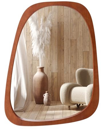 COSTWAY Decorative Wall Mirror, Large Irregular Framed Hanging Accent Vanity Mirror, Rustic Horizontal/Vertical Wall Mounted Mirror Decoration for Bathroom, Living Room, Bedroom and Hallway, 68x53cm