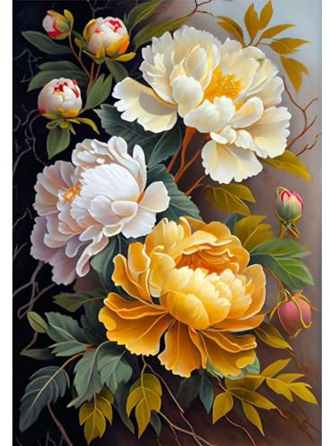 Qianbaiuk Diamond Painting Blumen,Diamond Painting Erwachsene,Blumen Diamond Painting Set für Erwachsene für Geschenk und Home Wand Dekor 12x16inch