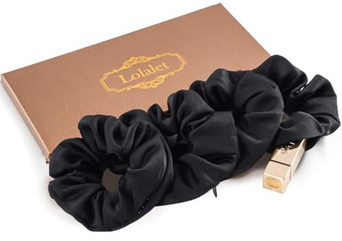 (4 Stück) Lolalet Haargummis Scrunchies mit Reißverschluss Tasche für Damen, Haargummi Weich Elastisch für Damen Frauen Mädchen - C
