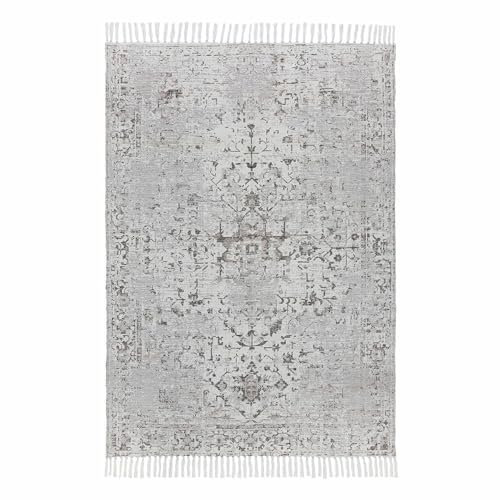 Loberon Teppich Delpheer, Handgewebt, Vintage-Look, Zurückhaltende Naturtöne, Dekorative Fransen, 200x300 cm, Wohntextilien, Wohn-Accessoire, Polyester, Viskose, braun/beige