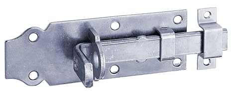 Alberts 823405 Schlossriegel | gerade, mit flachem Griff und befestigter Schlaufe | galvanisch blau verzinkt | Platte 100 x 44 mm | 10er Set