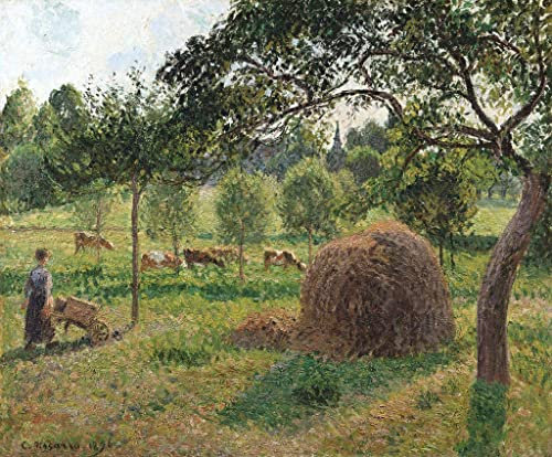 SYlale Klassische Malerei Leinwand Wandbild Wandkunst Malen Birnbäume Und Blumen Am Eragny-morgen Von Camille Jacob Pissarro Kunstwerk Dekor für Bürodekoration 60x90cm