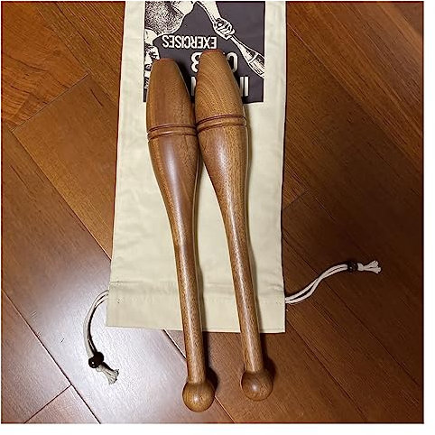 Wooden Indian Clubs Pair for Strength Training Portable Clubbell Gym Equipment for Office Workers/Drivers Beginner Weights Trainer (325 g