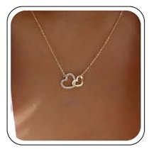 Cybche Collier Pendentif Double Coeur Collier Choker Coeur En Cristal Colliers Coeurs Emboîté Colliers Chaine Coeurs En Or Cz Bijoux Pour Femmes