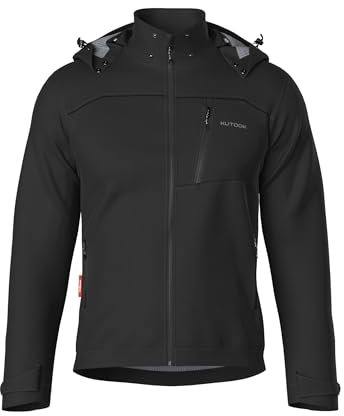 KUTOOK Veste Softshell Randonnée Hommes d'hiver Imperméable Coupe-vent Veste Polaire Cyclisme Homme Veste de Sport en Plein Air BK-XXL