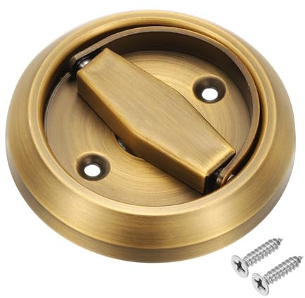 PATIKIL Manijas Empotradas para Puertas Correderas de Acero Inoxidable 304 Redondas Ocultas para Armario con Tornillos para Puertas de Cajones, Armarios, Color Bronce Amarillo