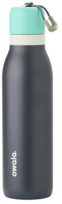Owala FreeSip Twist Insulated Stainless Steel Water Bottle with Straw for Sports and Travel, BPA-Free, 18-oz, Blue/Grey (Foggy Tide)