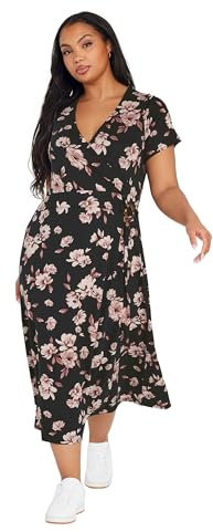 Yours Curve Floral Buckle Detail Midi Dress - Women's - Plus Size Curve