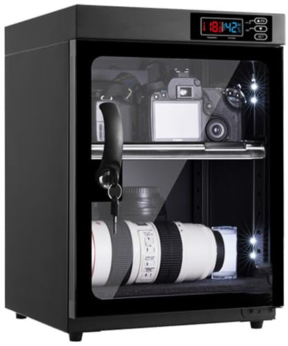 Dry Cabinet Camera Digital Control Dehumidifier 2 Layers, 30L Electronic Moisture-proof Box with LED Lights Noiseless