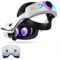 VR Sangle de tête compatible avec Meta Quest 3/3S avec batterie intégrée de 12 000 mAh, bandeau réglable, accessoire de confort et de durabilité améliorés (blanc)