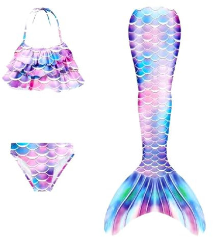 Maillot De Bain Enfant Fille - Joli Maillot de Bain d'été Cosplay Party Fille Manches Longues 3 Pièces Deguisement Océan Piscine Natation Plage Costume de Bain de Plage