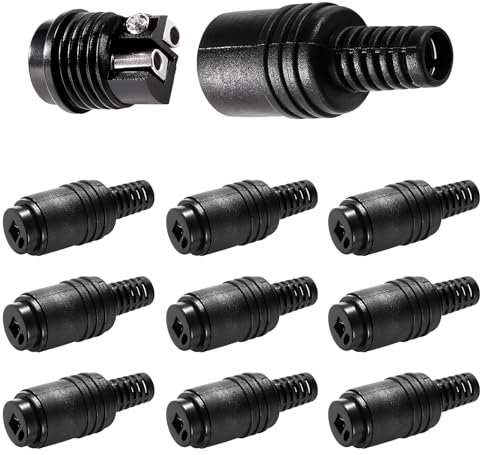 KUOQIY 10 PCS 2 Pin DIN Speaker Socket, 2 Pin HiFi Loudspeaker Cable Connector with Screw Terminals and Kink Protection, with Screwdriver, for HiFi Loud Speaker Devices