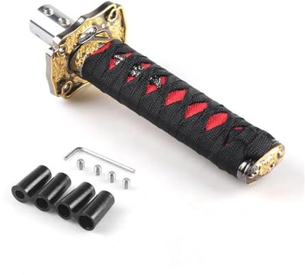 YTREAMC Palanca Cambios Universal Espada Katana Samurai 150MM/200MM/260MM Con 4 Adaptadores Accesorios Palanca Cambios(Red,150MM)