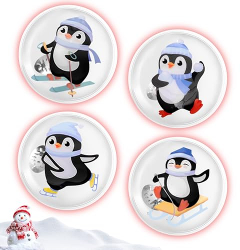 4 Stück Taschenwärmer wiederverwendbar, Taschenwärmer Handwärmer Pinguin, Taschenwärmers Kinder Erwachsene, Handwärmer im niedlichen Pinguin Winter Design, Wärmepad für Kalte Tage und für Unterwegs