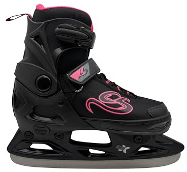Cox Swain verstellbare Schlittschuhe Crystal, Eislaufschuhe für Kinder, Jugendliche und Erwachsene bis 100KG, vorgeschliffene Edelstahlkufe, Softboot